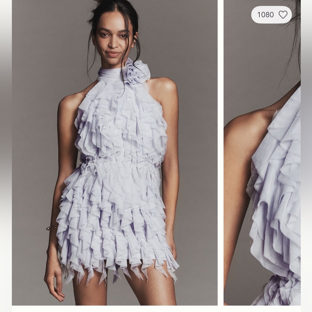 Anthropologie Lavender Ruffle Dress